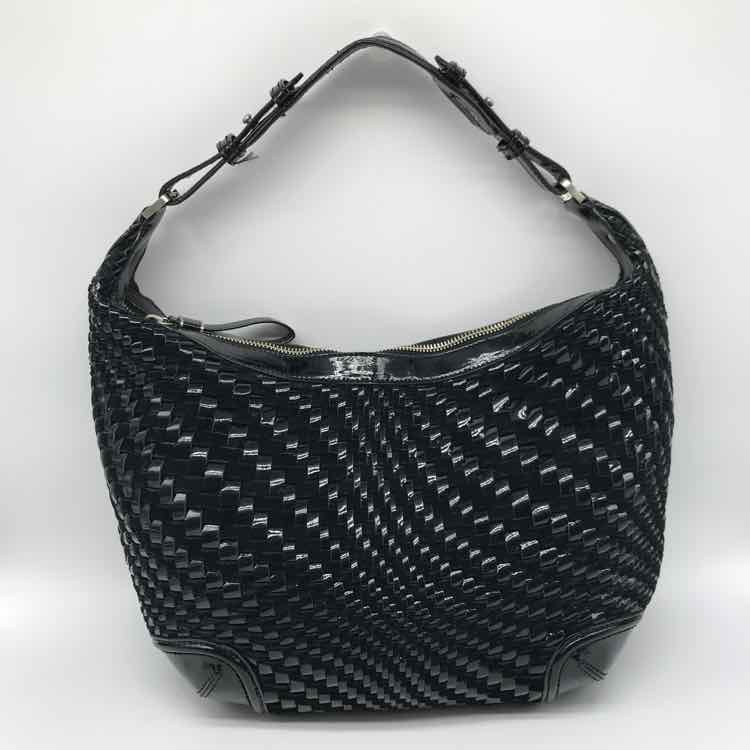 Cole Haan Black Woven Patent Leather Hobo