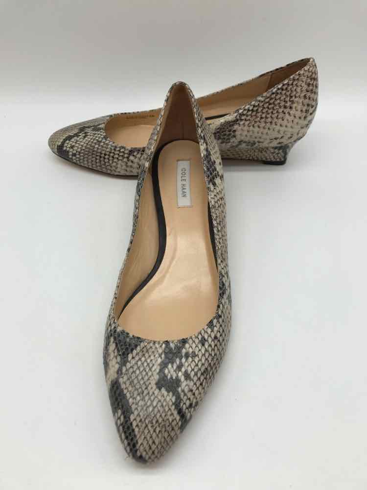 Cole Haan Grey Size 6 Snake Grain Wedge Heels