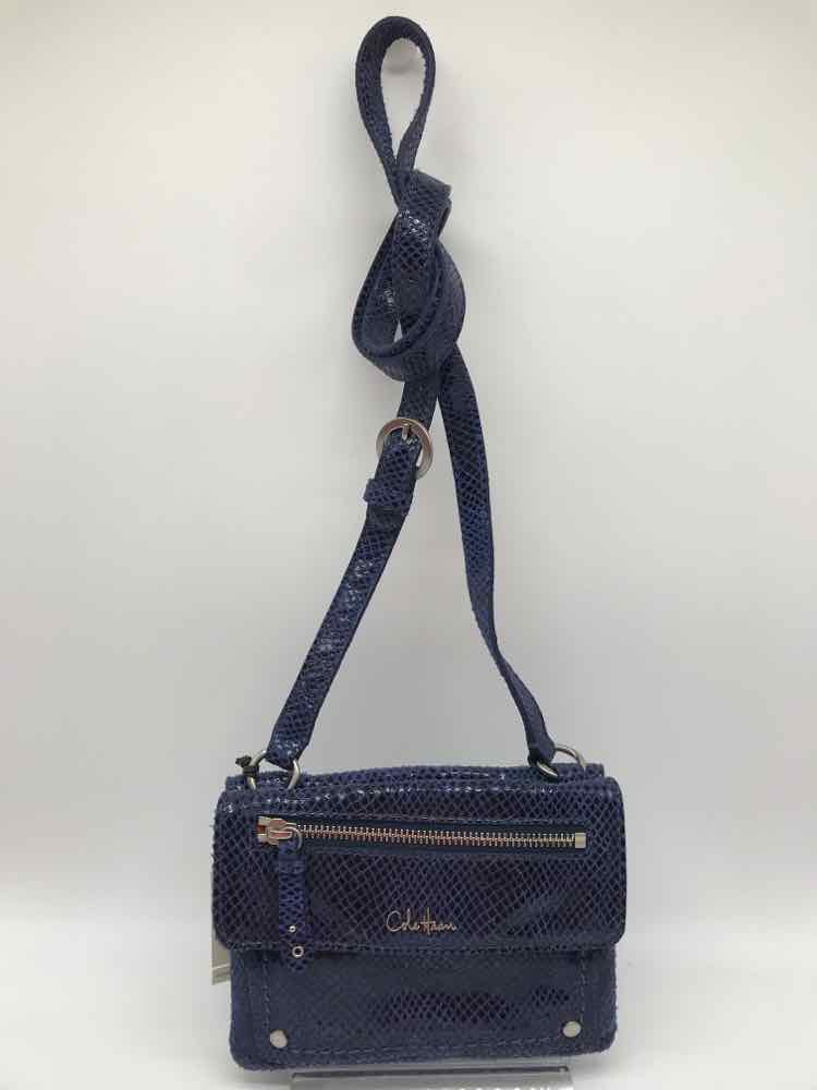 Cole Haan Navy Snake Grain Patent Crossbody