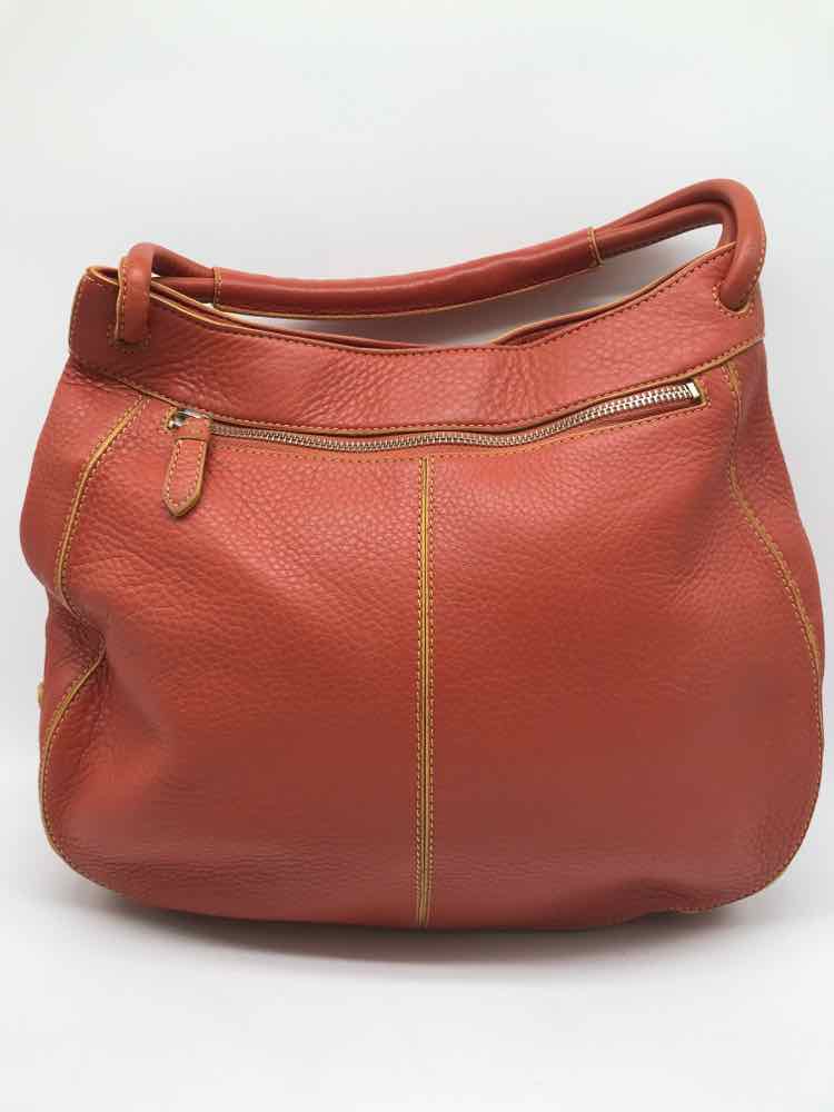 Cole Haan Orange Pebbled Hobo Bag Leather Hobo