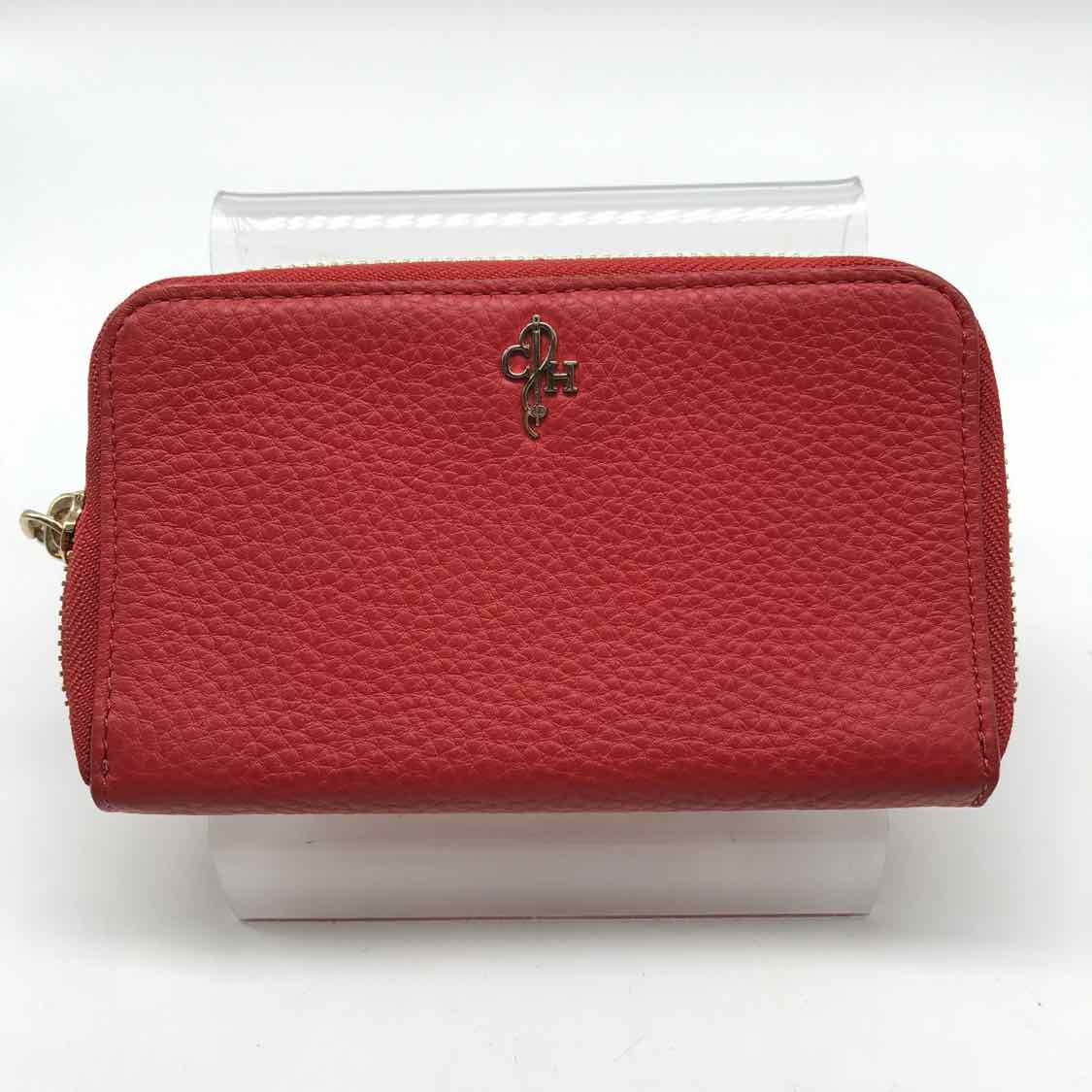 Cole Haan Red Pebbled Wristlet Zippered Wallet