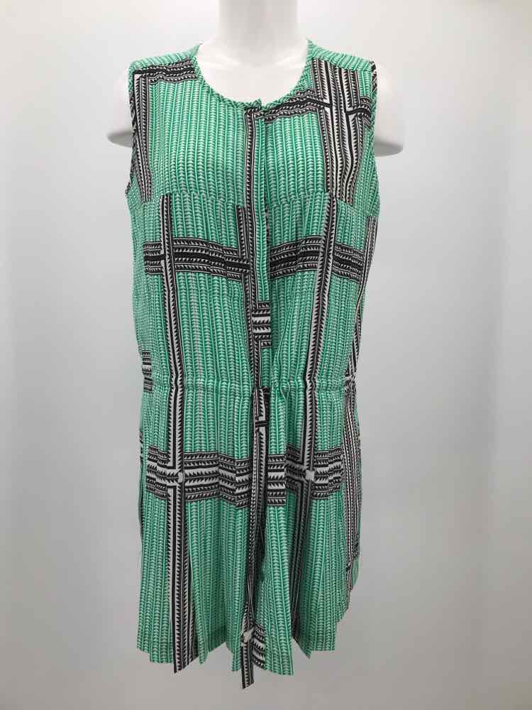 Collective Concepts Green Size Medium Polyester Sleeveless Button Down Dress