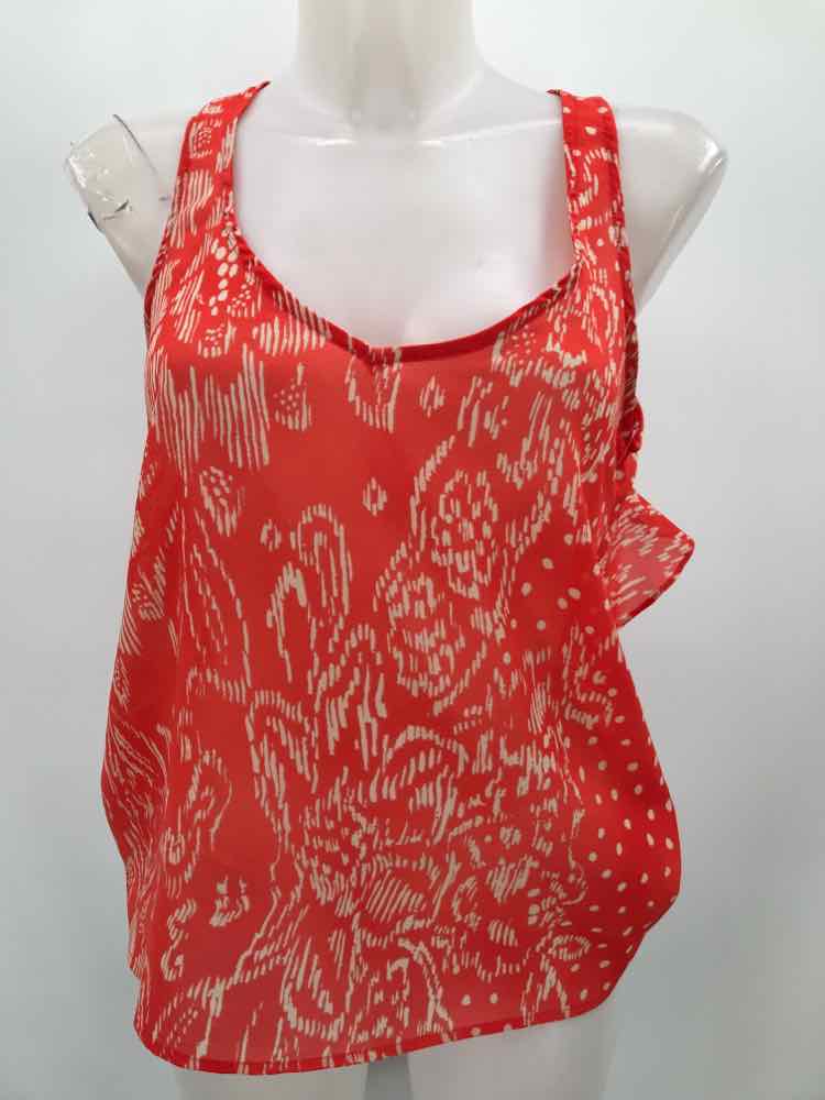 Collective Concepts Orange Size Small Polyester Printed Open Back Sleeveless Top