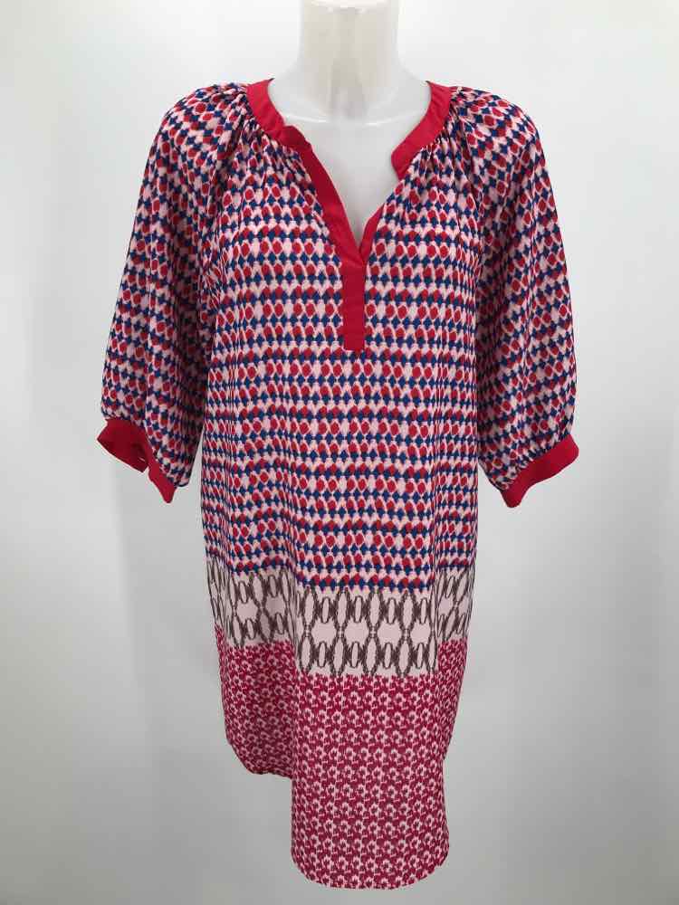 Collective Concepts Red Size Small Geo Design Knee Length Long Sleeve Dress