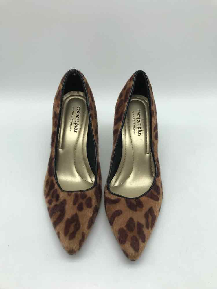 Comfort Plus by Predictions Brown Size 5 Faux Fur Pump Heels