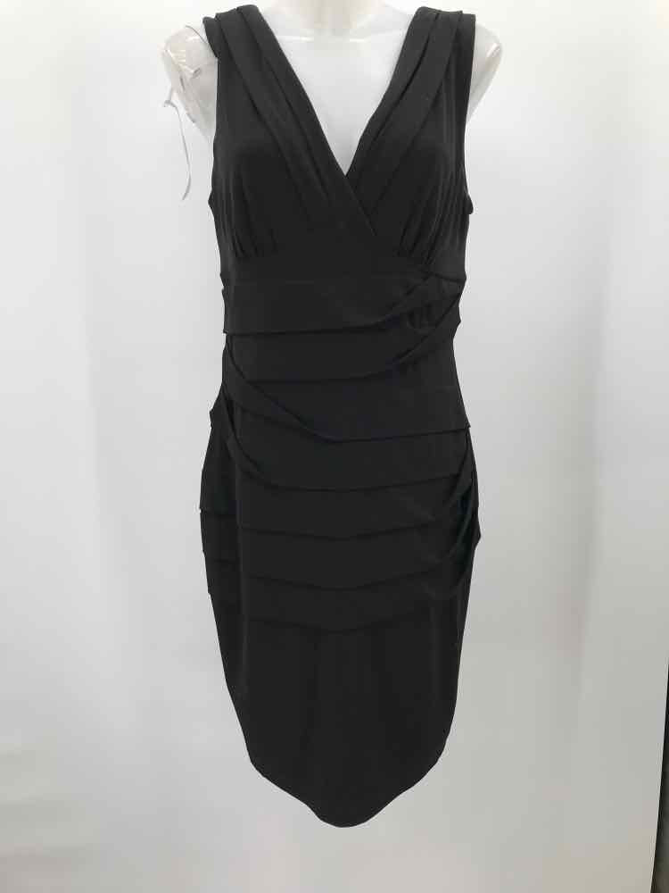 Connected Apparel Black Size 12 Layered Ruffle Short Sleeveless Dress