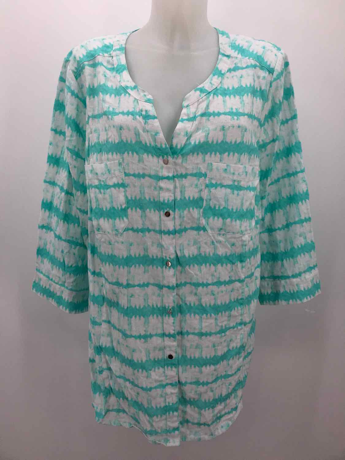 Coral Bay Blue Size 3X Tie Dye Button Down