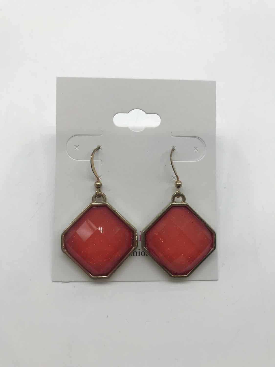 Coral Square Drop Earrings