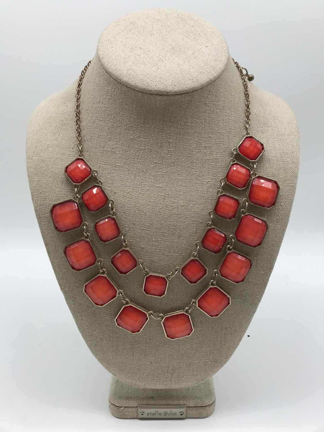 Coral Square Stone Necklace