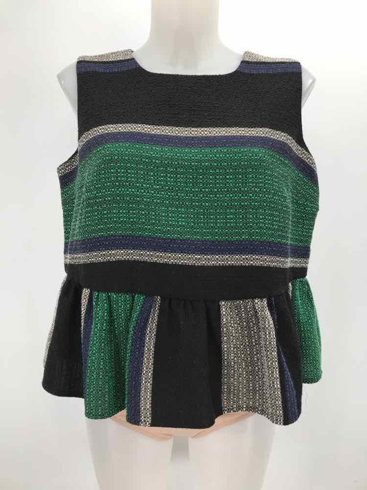 Corey Lynn Calter Black Size Medium Stripe Peplum Knit Tank