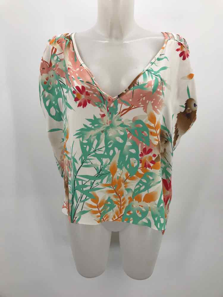 Corey Lynn Calter Ivory Size Medium Jungle Print Multicolor Blouse