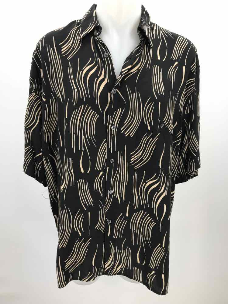 Countess Mara Black XL Printed Short Sleeve Men's Button Down