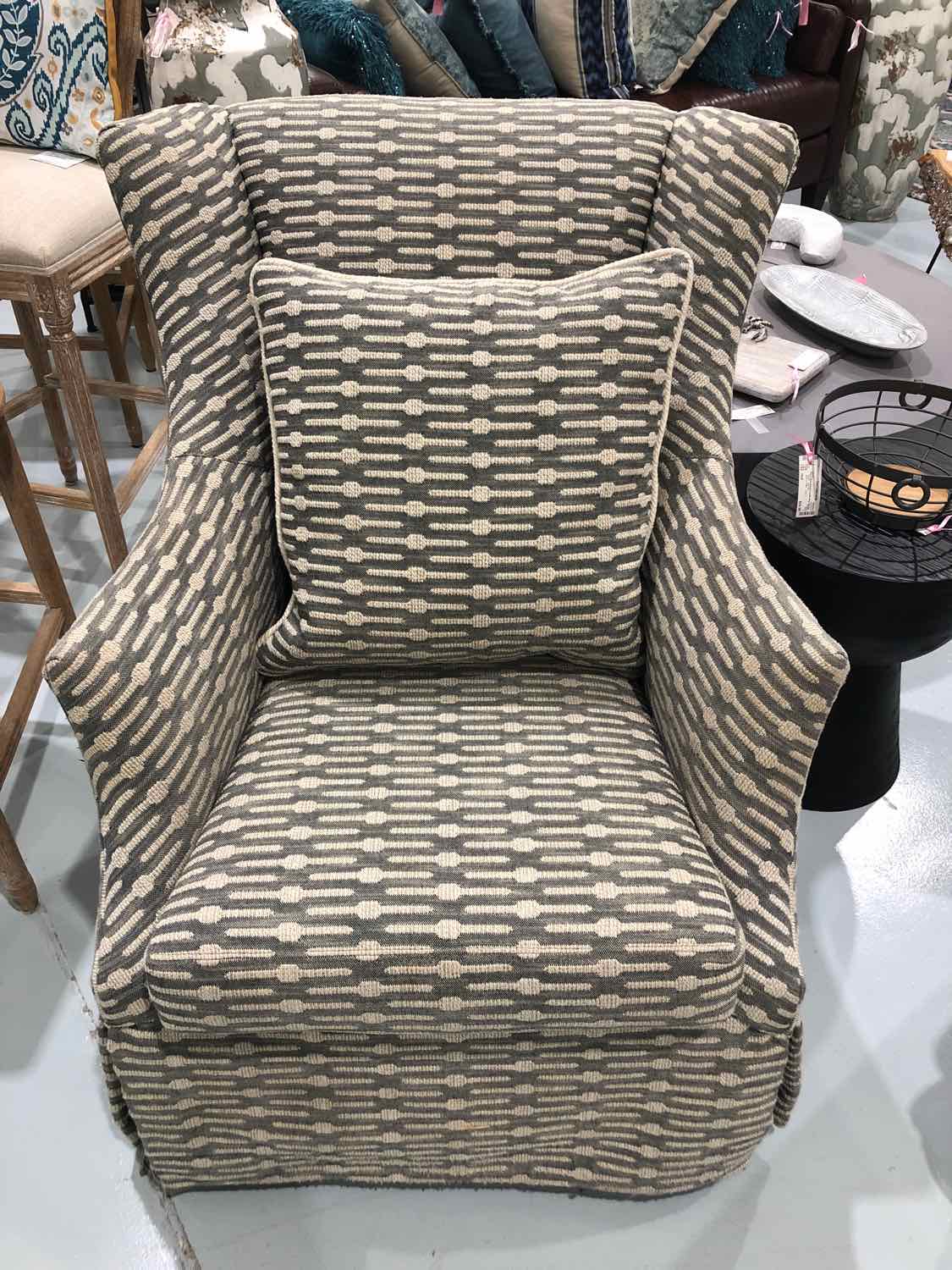 CR Lane Grey Fabric Living Room Swivel Rocker Chair