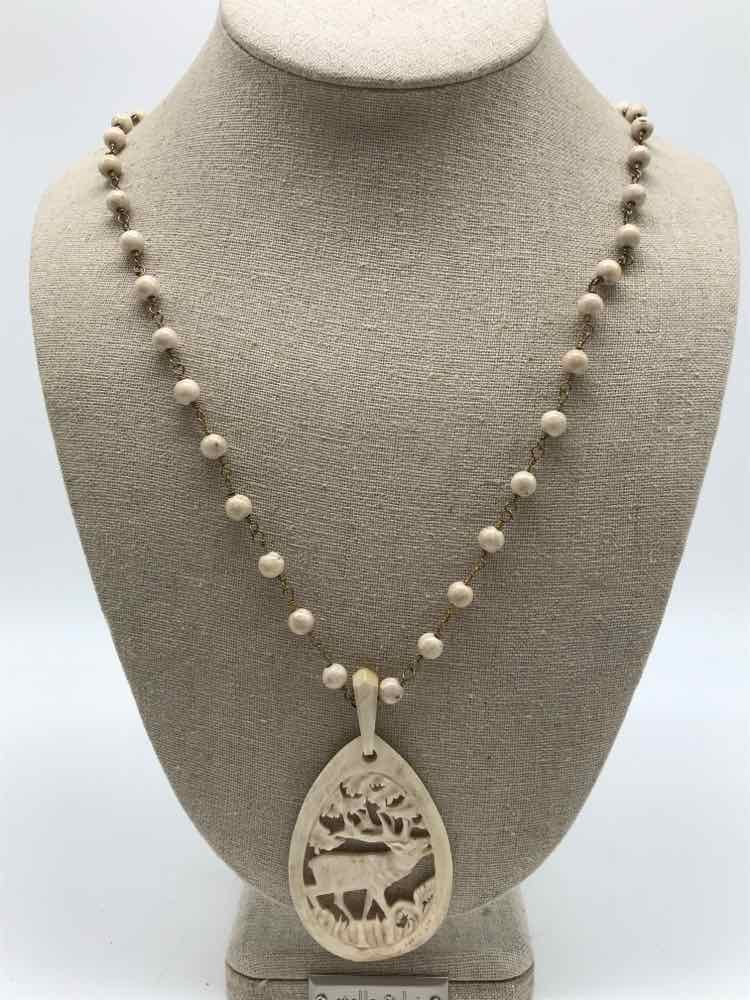 Cream Bone Beaded Necklace