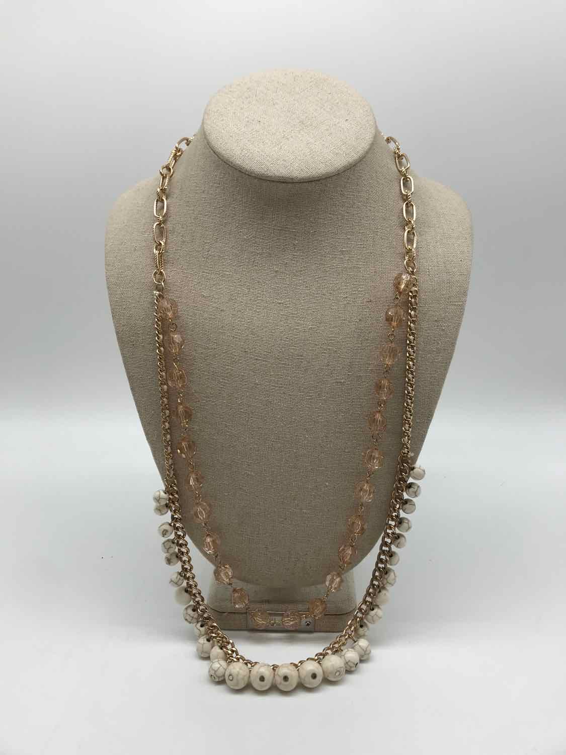 Cream Long Beaded Necklace