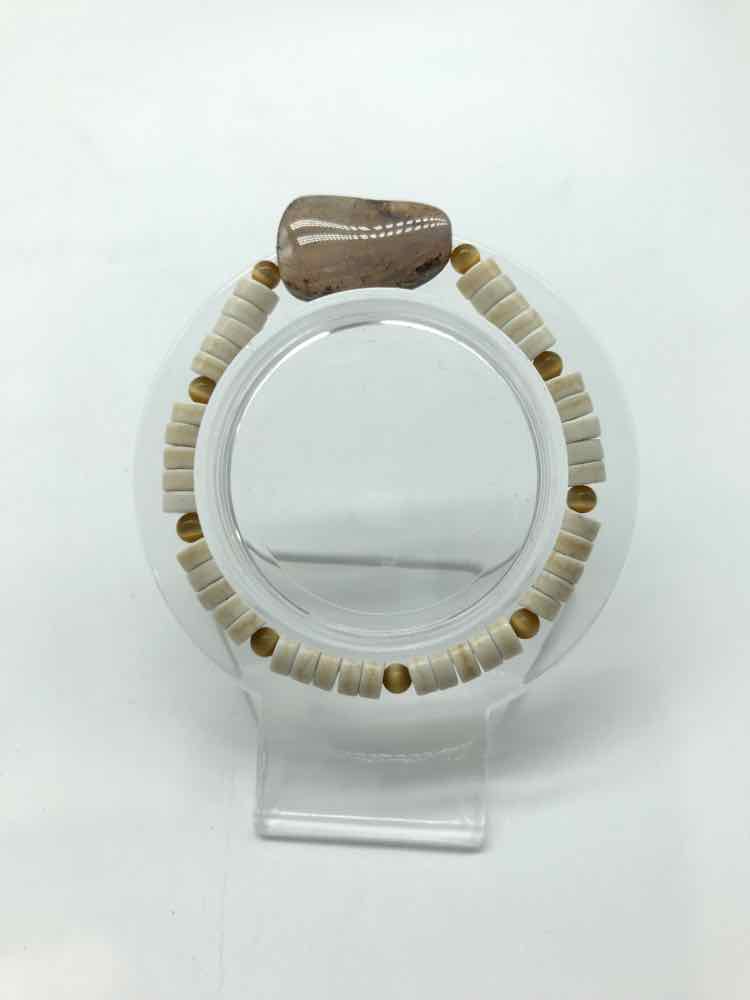 Cream Semi Precious Stretchy Bracelet