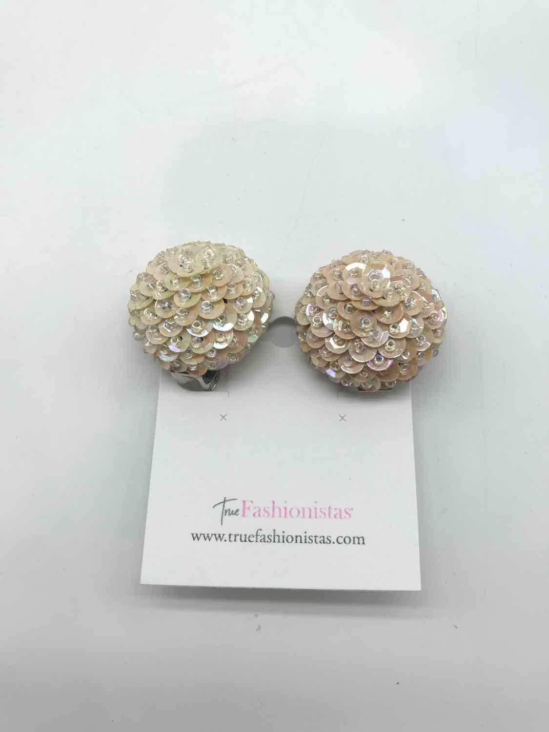 Cream Sequin Clip-On Earring