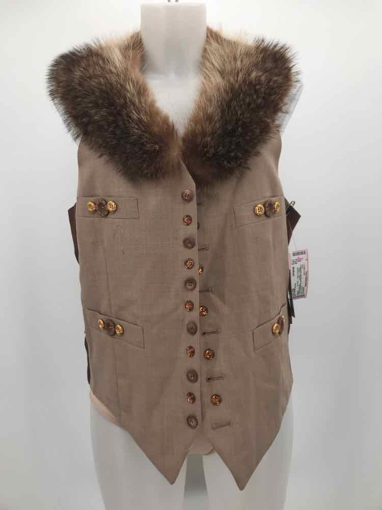 Creative Coats Brown Size Medium Fur Collar Vest