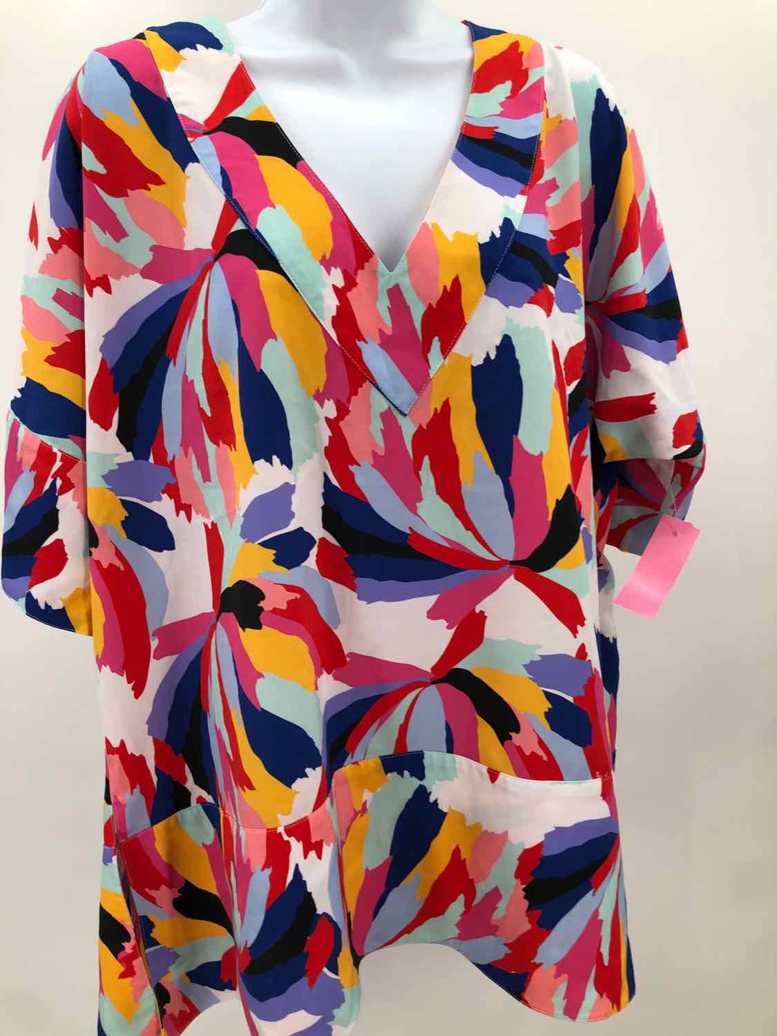 Crosby White Size XL Printed Long Sleeve Blouse