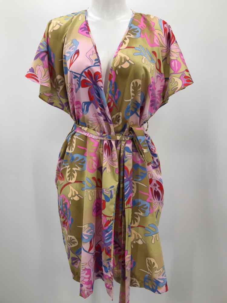 Cruz Gold Size Small Printed Short Sleeve Knee Length Wrap Dress