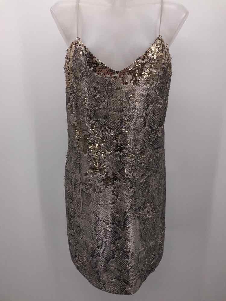 Cupcakes & Cashmere Silver Size Small Sequin Snake Print Short Cocktail Dress