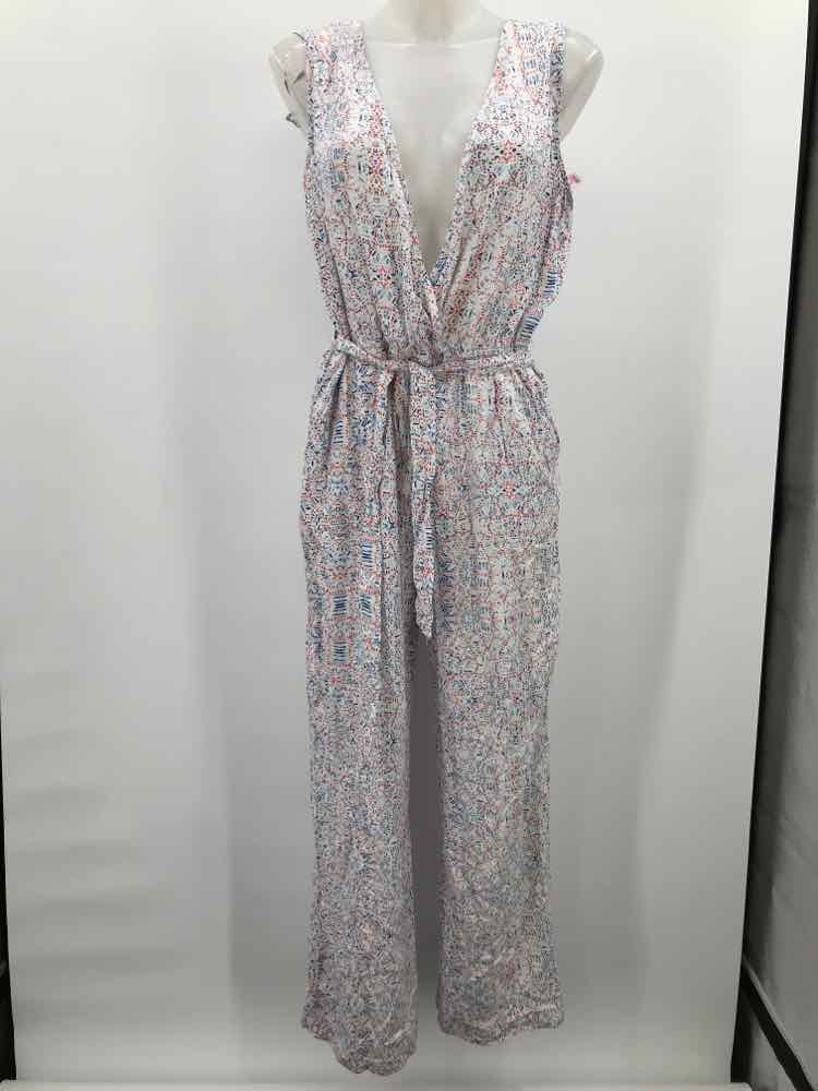 Cupcakes & Cashmere White Size Medium Printed Sleeveless Jumpsuit