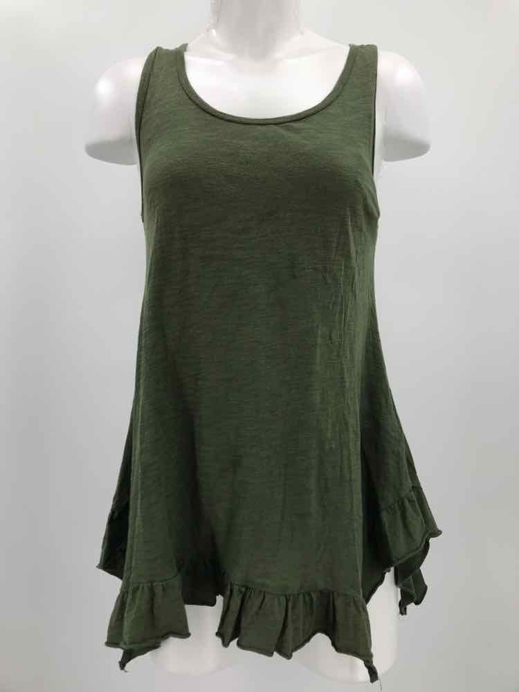 Cupio Green Size Small Ruffle Tank Top