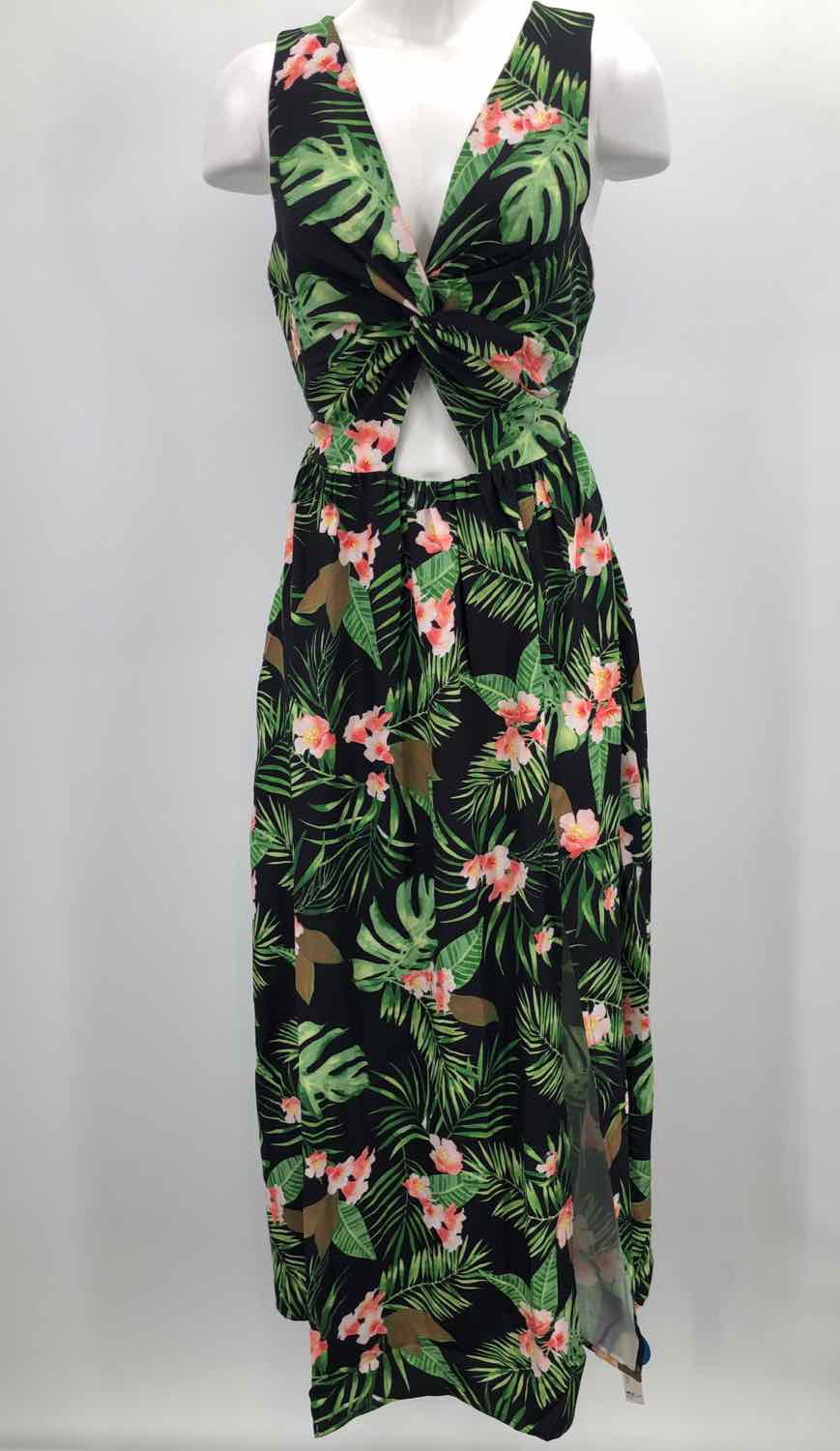 Cupshe Green Size Small Jungle Print Slit Long Sleeveless Dress