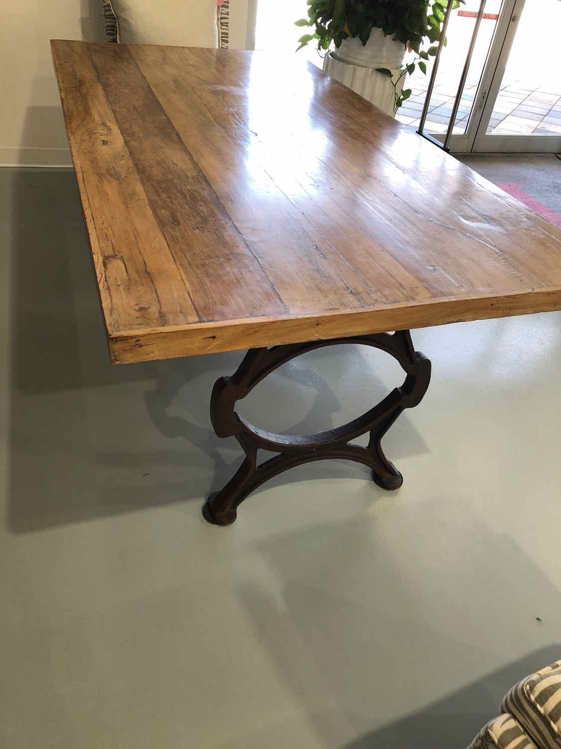 Currey&Co. Brown Wood and Cast Iron Dining Room Factory Table