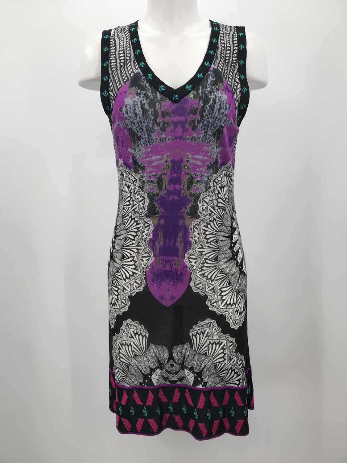 Custo Barcelona Purple Size Medium Printed Sleeveless Midi Knit Dress