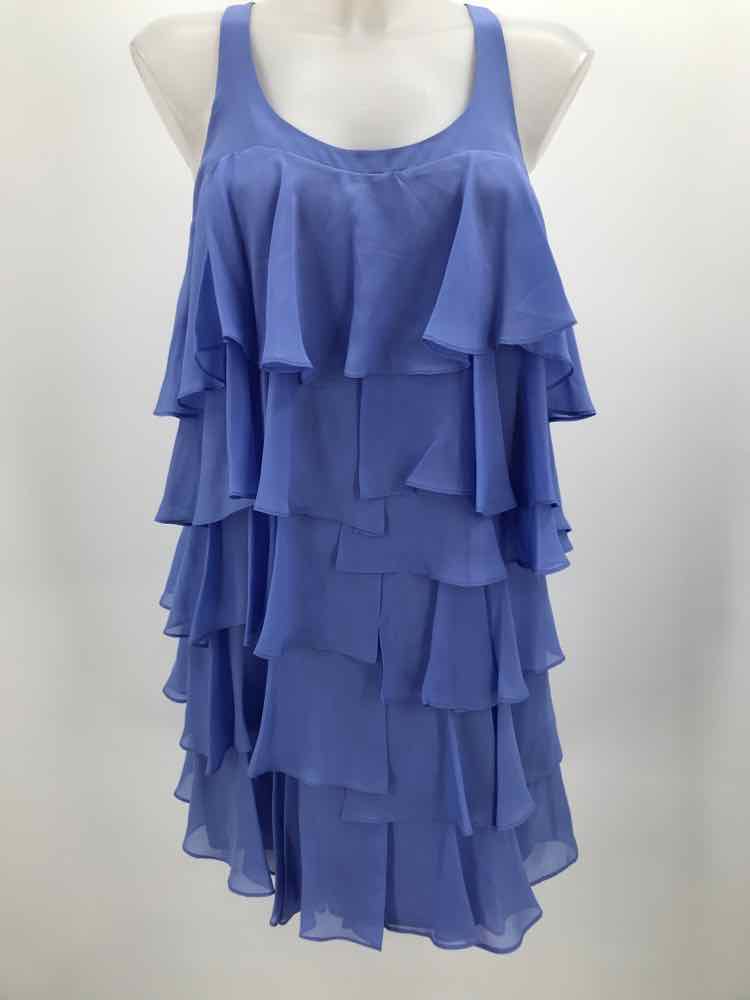 Cynthia Steffe Blue Size 4 Ruffle Shift Short Sleeveless Dress