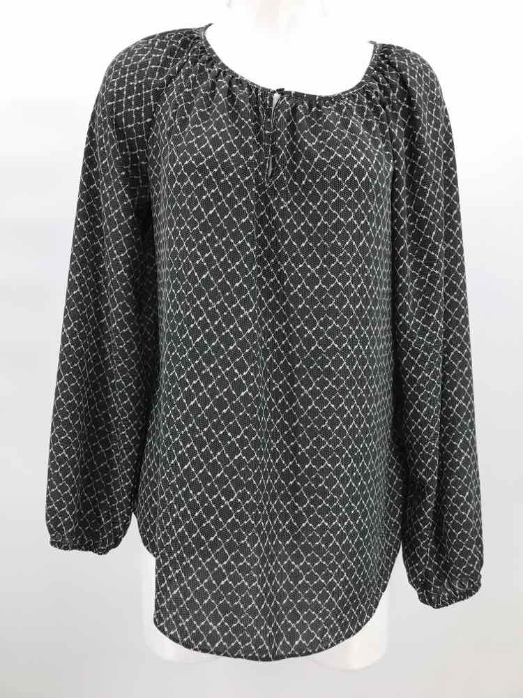 Dalia Black Size Small P Printed Long Sleeve Blouse