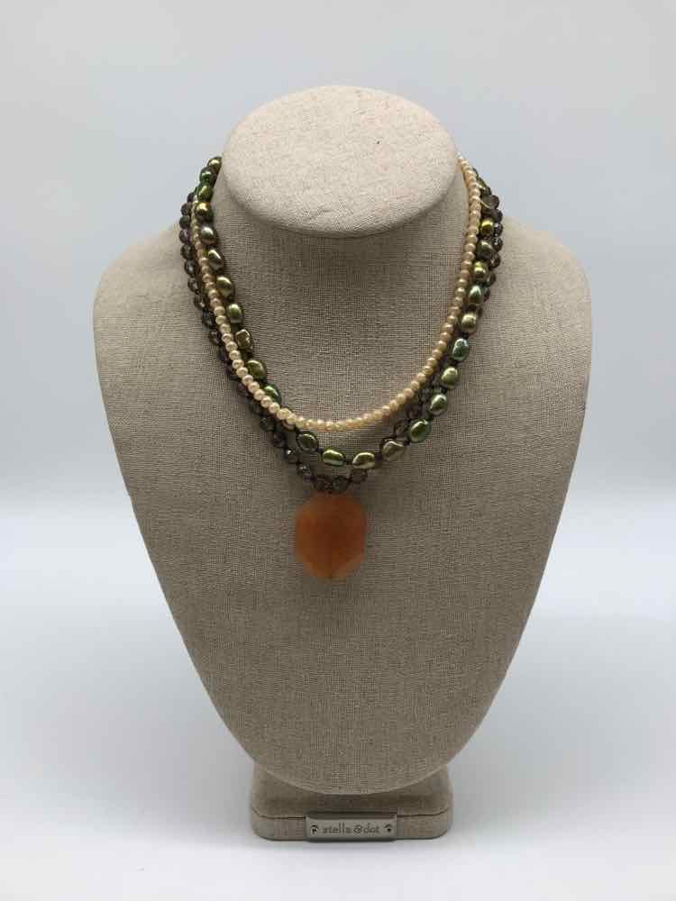 David Aubrey Green Pearl Beaded Necklace