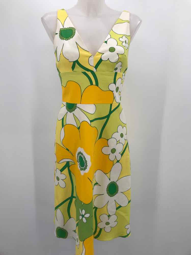 David Meister Yellow Size 2 Floral Sleeveless Dress