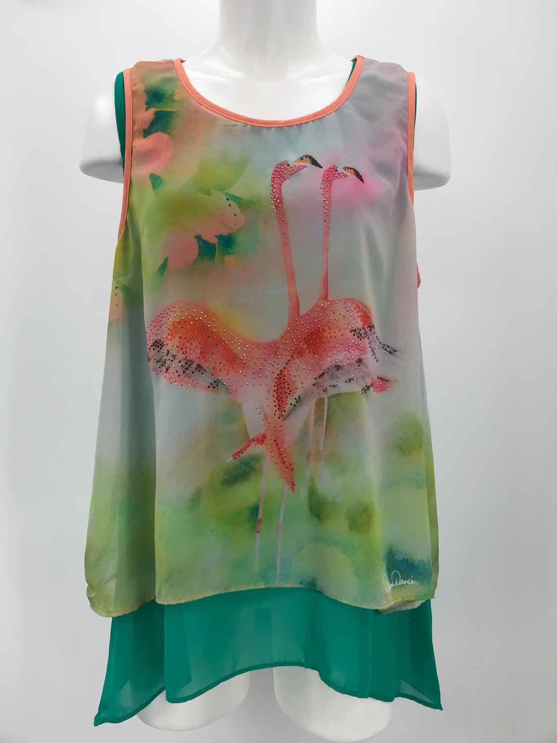 Dawn Davis Green Size Medium Flamingo Tank Top