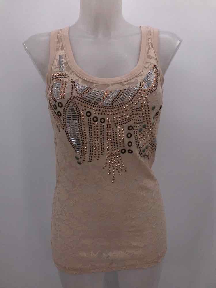 Daytrip Tan Size Small Lace Studded Tank Top