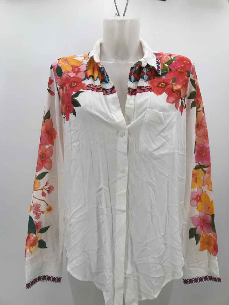 Desigual White Size Medium Floral Button Down