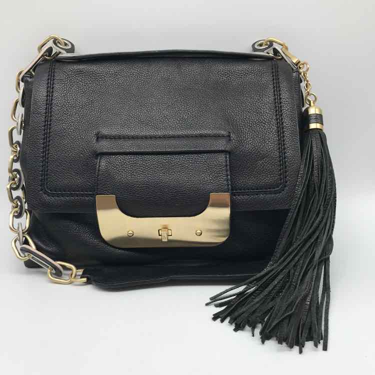 Diane Von Furstenberg Black Clasp Leather Shoulder Bag