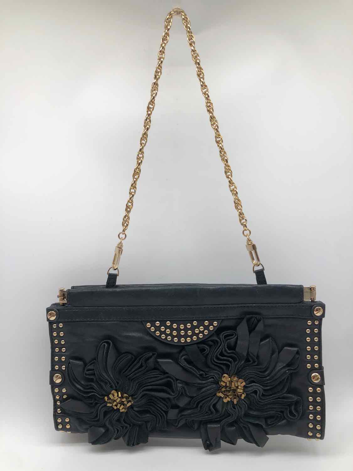 Diane Von Furstenberg Black Embellished Studded Clutch