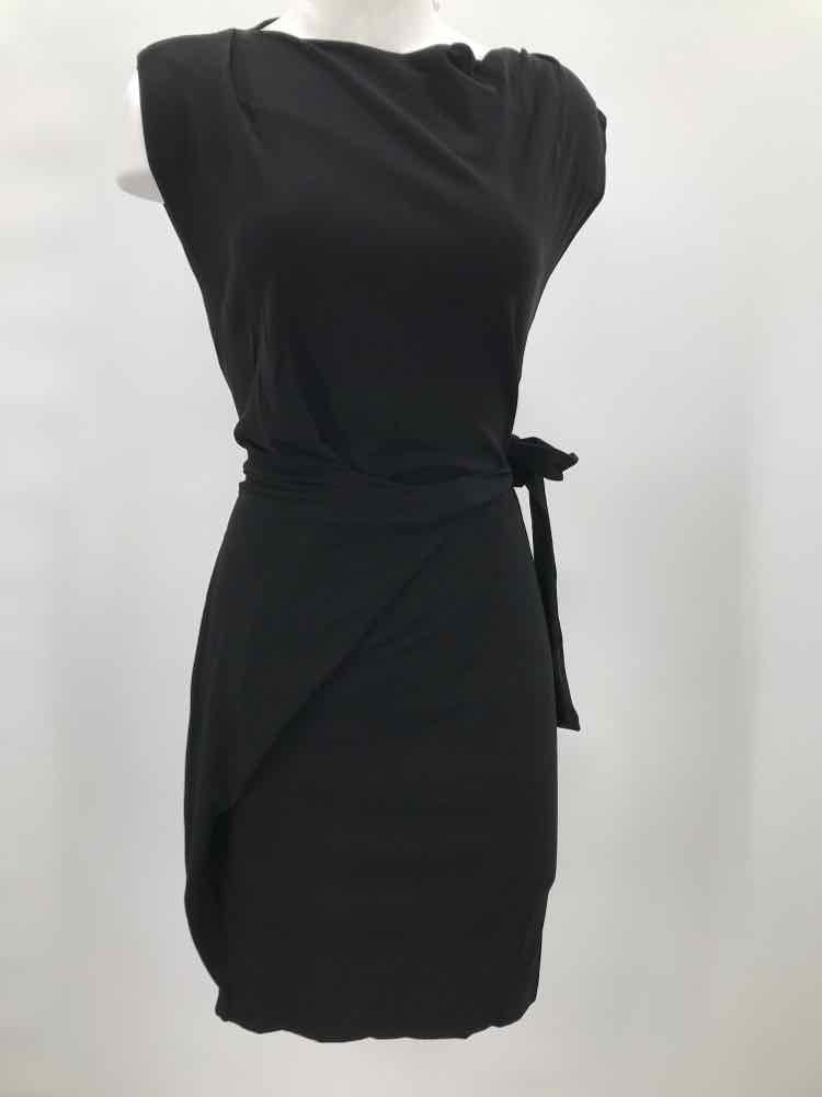 Diane Von Furstenberg Black Size 2 Tie Front Short Short Sleeve Dress