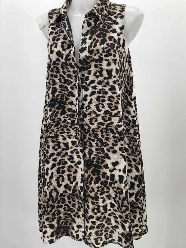 Diane Von Furstenberg Brown Size 0 Animal Print Shift Button Down Dress