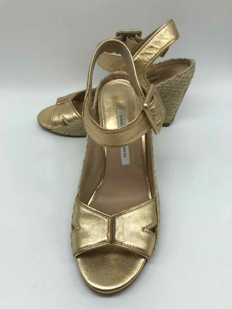 Diane Von Furstenberg Gold Size 7 Metallic Espadrille Sandals