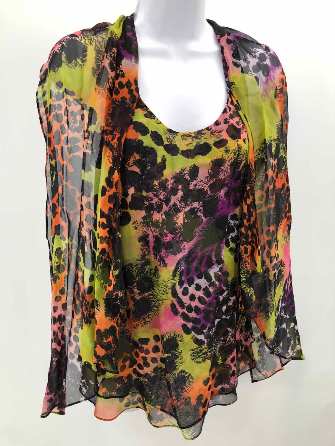 Diane Von Furstenberg Multi-Color Size 2 Silk Tie Dye Sleeveless Top