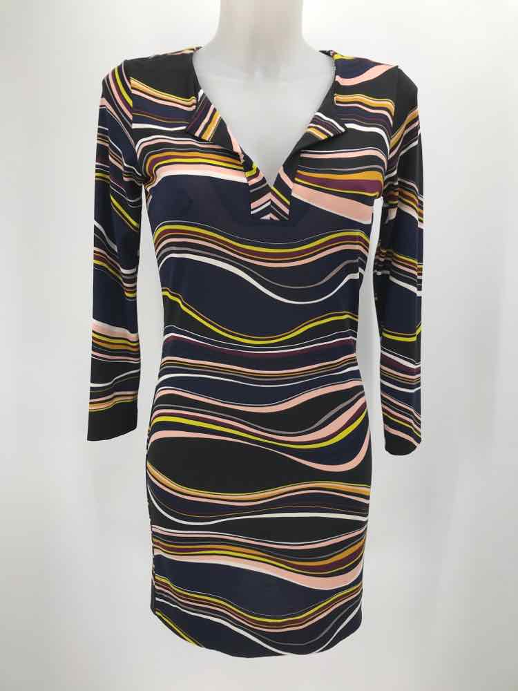 Diane Von Furstenberg Navy Size 2 Stripe Knee Length Tunic Dress