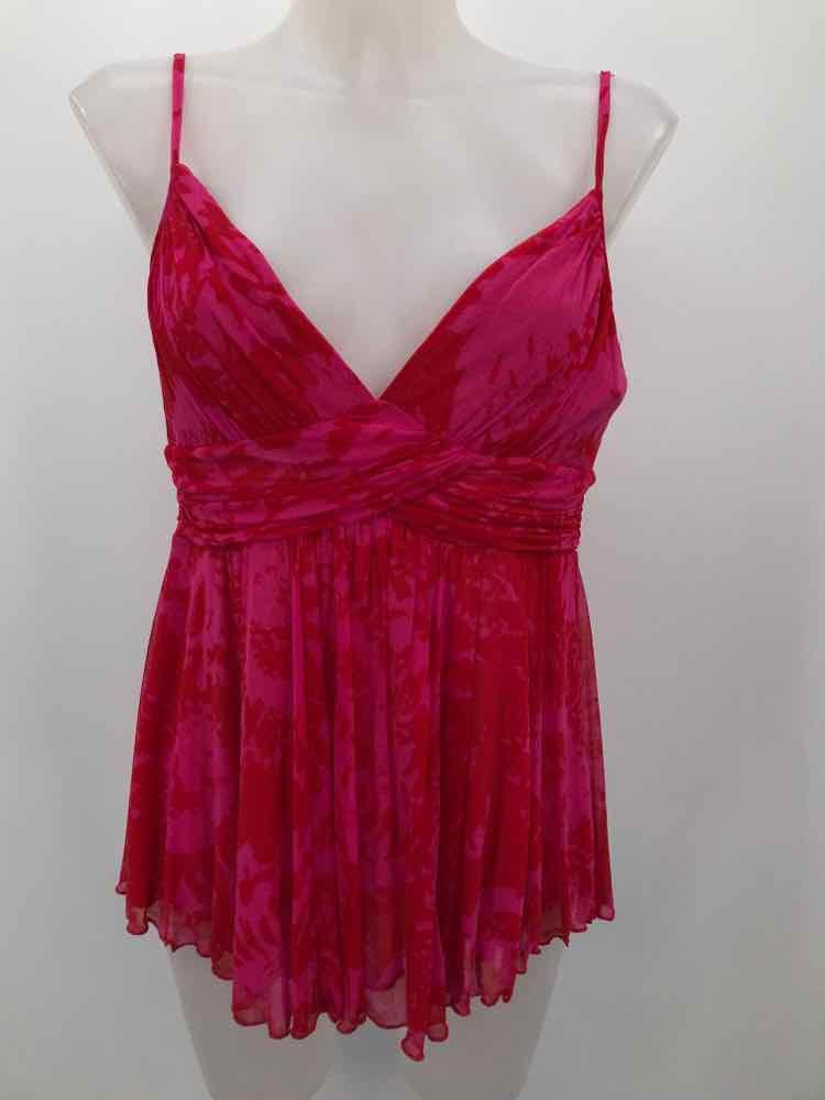 Diane Von Furstenberg Pink Size Large Silk Printed Draped Tank Top