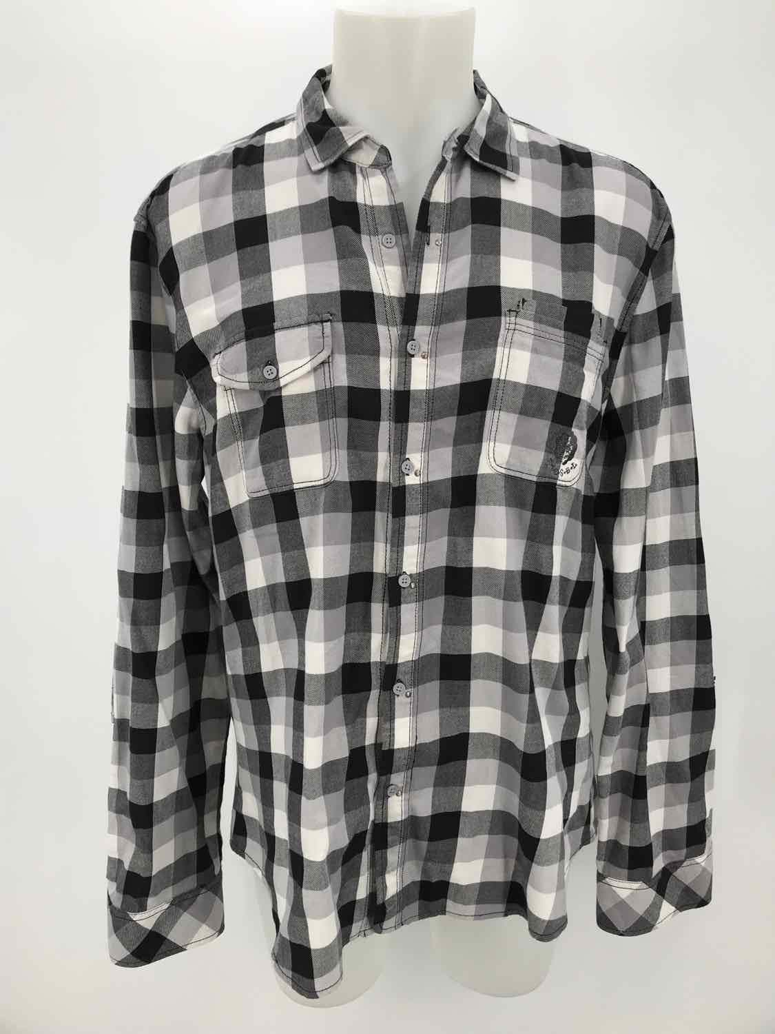 Diesel Black XXL Plaid Men's Button Down