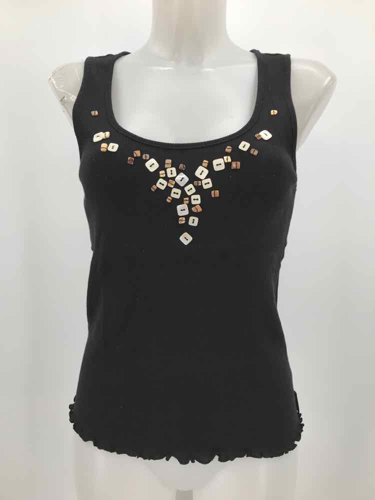 DKNY Black Size Large Beaded Tank Top