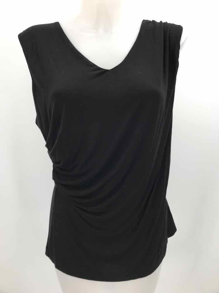 DKNY Black Size Large Rouche Sleeveless Top