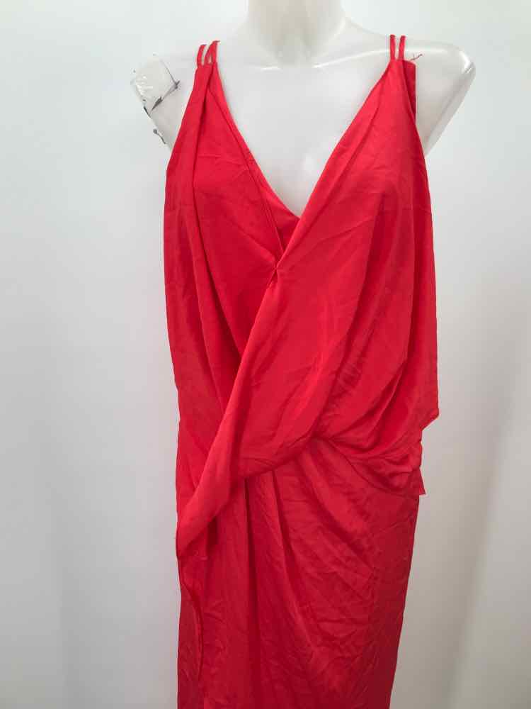 Do + Be Red Size Medium Draped Midi Sleeveless Dress