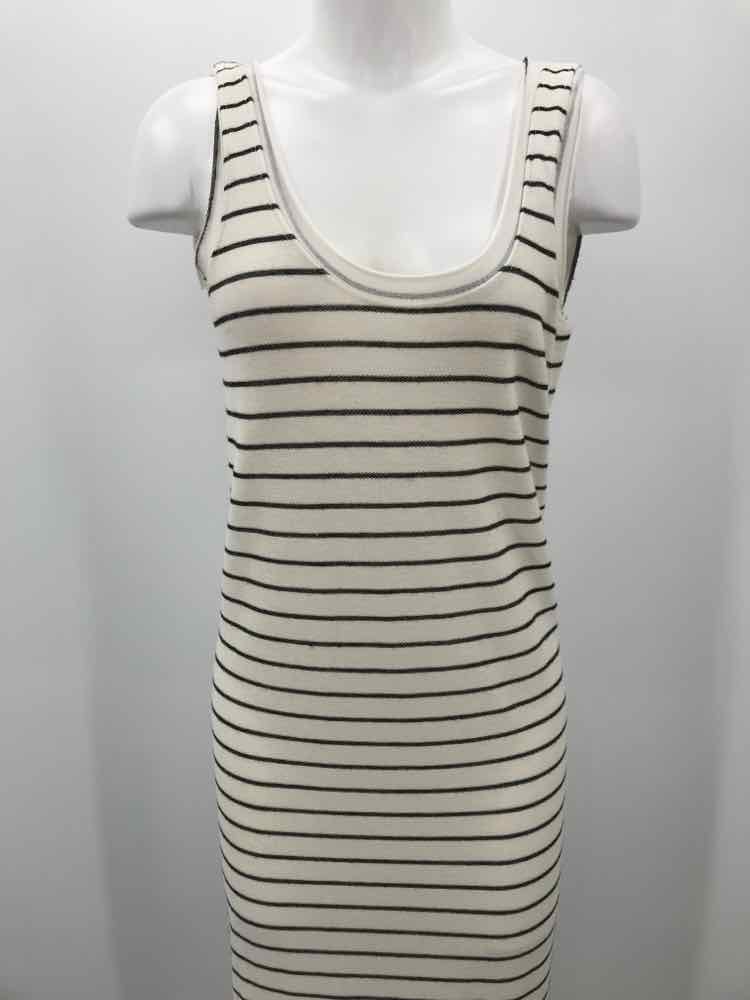 Dolan Ivory Size Large Stripe Long Scoop Back Sleeveless Dress